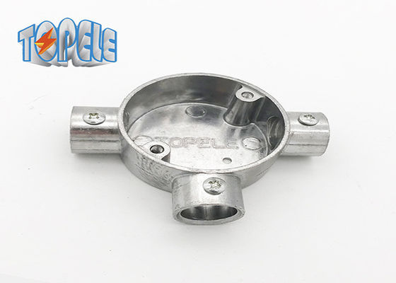 3/4&quot; 1&quot; BS31 Saluran Aluminium Fitting Kotak Bulat 3 Way / Tee Box Iso