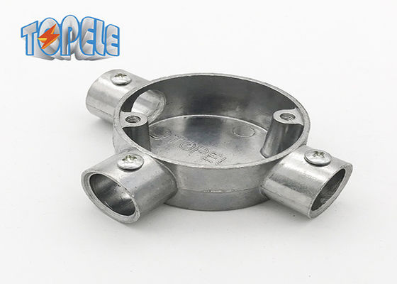 3/4&quot; 1&quot; BS31 Saluran Aluminium Fitting Kotak Bulat 3 Way / Tee Box Iso