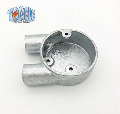 Cabang 2 Way U Kotak Besi Malleable BS4568 Saluran Fitting Hot Dip Galvanized